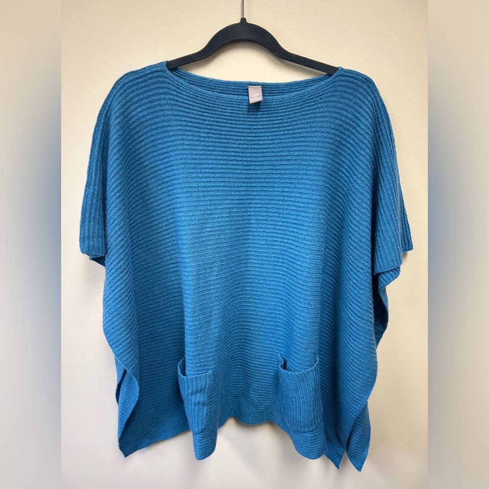 J Jill Blue Poncho Sweater 0 size M L XL